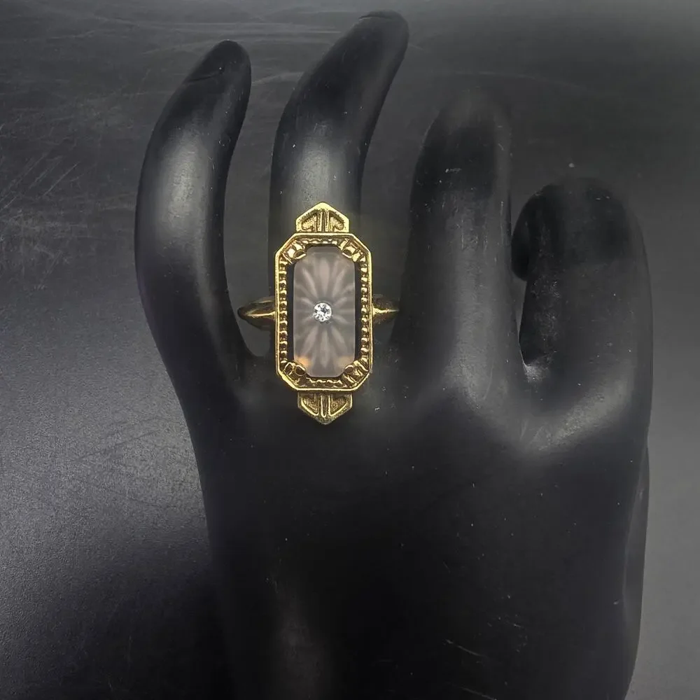 Avon 1977 Frost Lights Ring Size 7.25 Frosted Pink Gold Tone Vintage